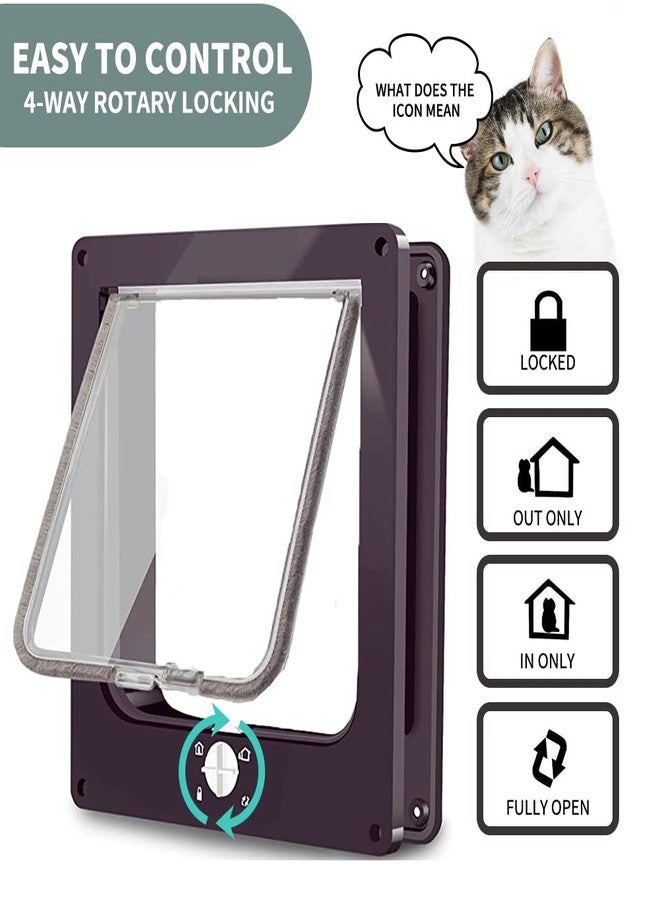 EASY JOY Cat Doors(Outer Size 8.6" x 7.5"), 4-Way Locking Cat Door for Interior Exterior Doors, Weatherproof pet Door with Magnet for Cat or Dog < 16.1 inches in Girth(Brown M) - Image 2